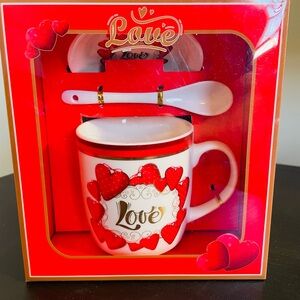 Love Heart Coffee/Tea Mug Set with Spoon